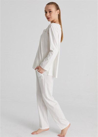 Magic Form 17108 Brodeli Uzun Kollu Pijama Takımı