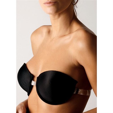 Magic Form 2020 Önden Klipsli Sırtı Şeffaf Süngerli Askısız Sütyen - Siyah