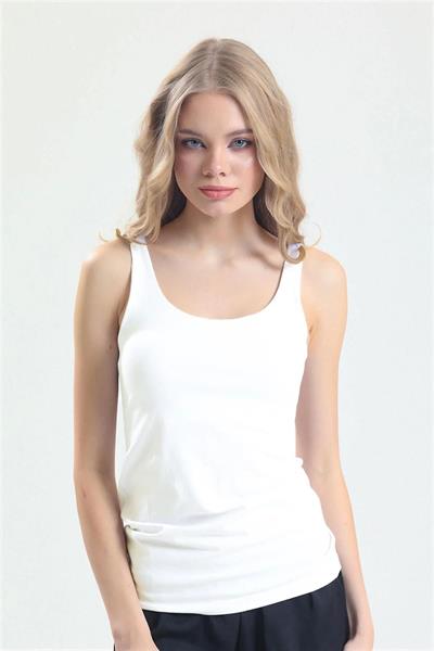 Magic Form 2021 Penye Kumaşlı Dar Askılı Uzun Atlet - Beyaz