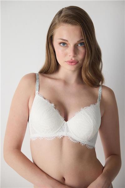 Magic Form 2671 Kadın Ekstra Dolgulu Dantelli Sütyen-Ekru