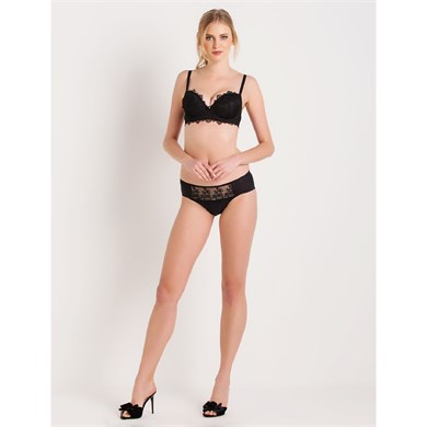 Magic Form 285 Önü Güpürlü Yüksek Bel Külot - Siyah