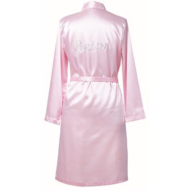 Magic Form 30427 Düz Saten Kumaşlı Arkası Bride Yazılı Kısa Sabahlık - Pembe