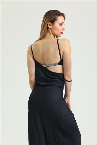 Magic Form 3095 Kadın Taşlı Dekolteli Destekli Sütyen-Siyah