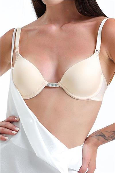 Magic Form 3095 Kadın Taşlı Dekolteli Destekli Sütyen-Ten