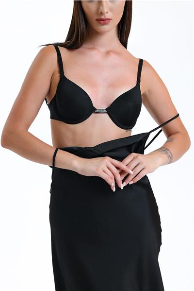 Magic Form 3095 Kadın Taşlı Dekolteli Destekli Sütyen-Siyah