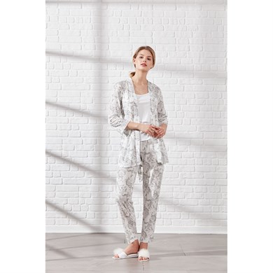 Magic Form 32630 Penye Üçlü Pijama Takımı - Gri