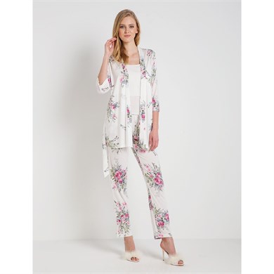 Magic Form 32630 Penye Üçlü Pijama Takımı - Ekru