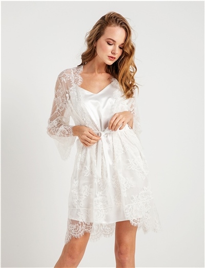 Magic Form 32805 Püskül Dantel Sabahlık-Ekru