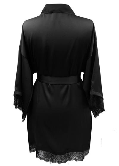 Magic Form 37430 Kadın Krep Saten Dantelli Sabahlık-Siyah