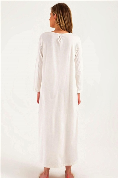 Magic Form 38110 Hamile Lohusa Uzun Kollu Tesettür Gecelik-Ekru