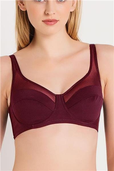 Magic Form 3983 Kadın Tül Detaylı Toparlayıcı Sütyen-Bordo
