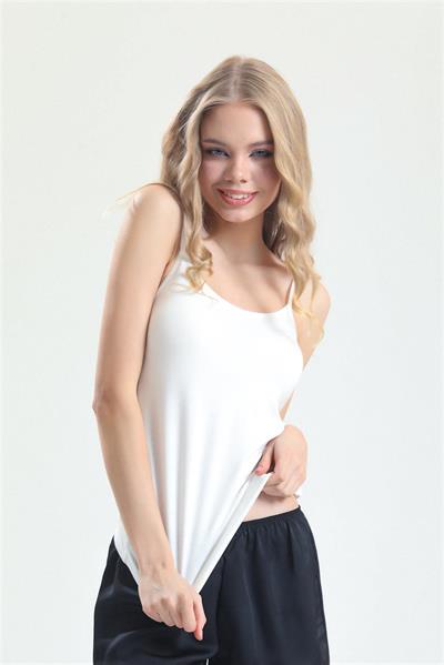 Magic Form 4025 Kadın Ayarlanabilir İp Askılı Penye Atlet-Ekru