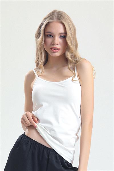 Magic Form 4025 Kadın Ayarlanabilir İp Askılı Penye Atlet-Ekru