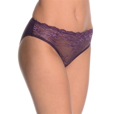 Magic Form 410 Yüksek Belli Dantelli Normal Külot - Mürdüm