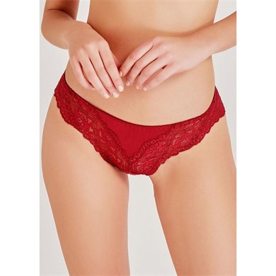 Magic Form 423 Dantelli Kumaş Detaylı Külot - Bordo