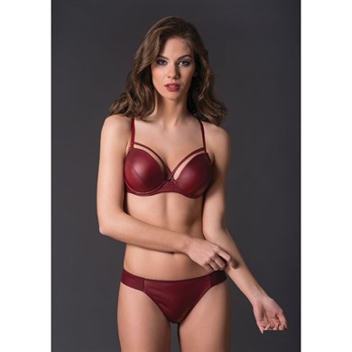 Magic Form 459 Deri Kumaşlı Brazil String Külot - Bordo