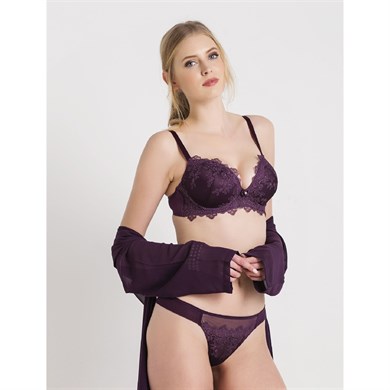 Magic Form 4592 Brode Dantelli Süngerli Sütyen - Mürdüm