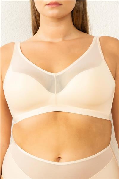 Magic Form 4636 Kadın Tül Detaylı Balensiz Toparlayıcı Sütyen-Ten