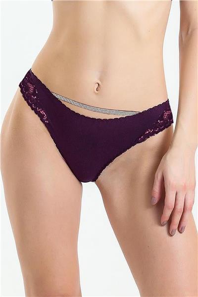Magic Form 475 Kadın Arkası Dantel Taşlı Külot-Mürdüm