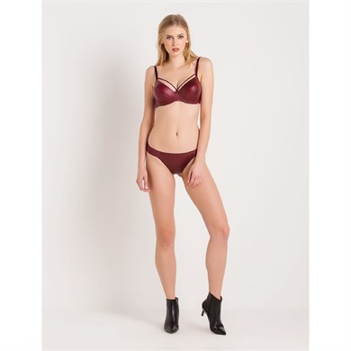 Magic Form 4759 Deri Görünüm Kumaşlı İnce Süngerli Sütyen - Bordo