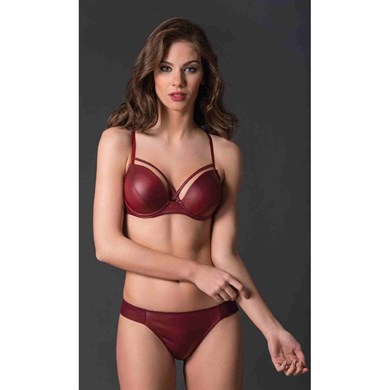 Magic Form 4759 Deri Görünüm Kumaşlı İnce Süngerli Sütyen - Bordo