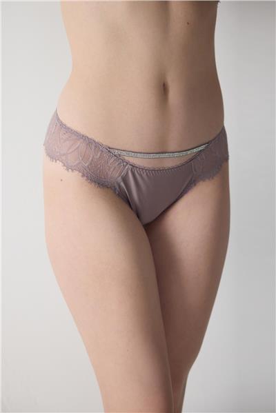 Magic Form 486 Kadın Arkası Dantelli Taşlı String Külot-Çinko