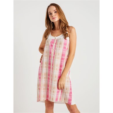 Magic Form 52105 Vual Ekoseli Gecelik - Narçiçeği