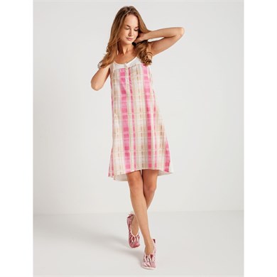 Magic Form 52105 Vual Ekoseli Gecelik - Narçiçeği