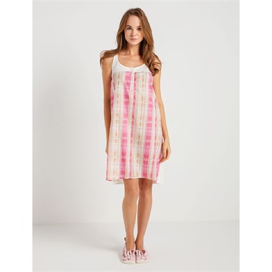 Magic Form 52105 Vual Ekoseli Gecelik - Narçiçeği