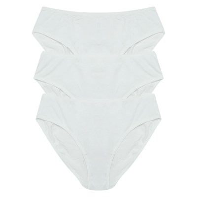 Magic Form 555 Düz Penye Kumaşlı 3 Lü Paket Yüksek Bel Normal Külot-Beyaz