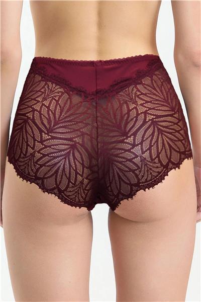 Magic Form 586 Kadın Yüksel Bel Arkası Dantelli Külot-Bordo