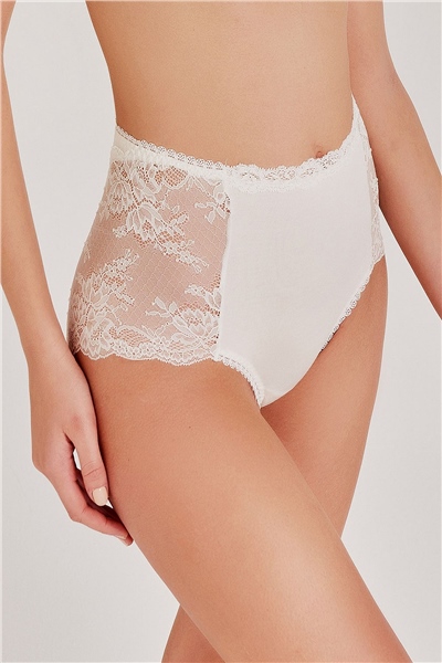 Magic Form 589 Jarse Kumaş Dantelli Şort Külot-Ekru