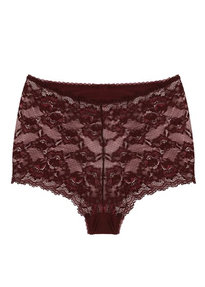 Magic Form 589 Jarse Kumaş Dantelli Şort Külot-Bordo