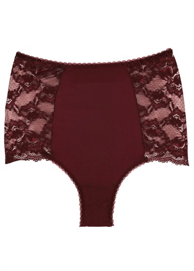 Magic Form 589 Jarse Kumaş Dantelli Şort Külot-Bordo