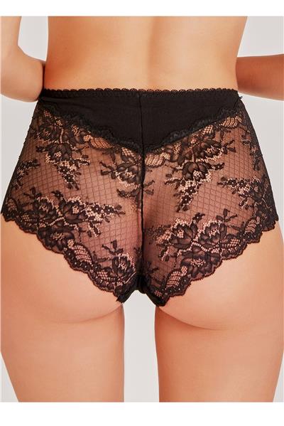 Magic Form 589 Kadın Yüksek Bel Dantelli Külot-Siyah