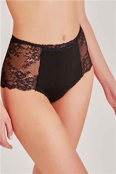 Magic Form 589 Kadın Yüksek Bel Dantelli Külot-Siyah