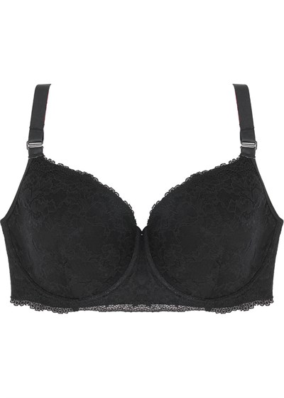 Magic Form 5911 Tüm Dantelli İnce Süngerli Büyük Beden Toparlayıcı Sütyen - Siyah