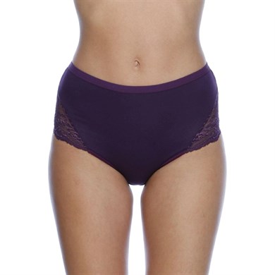 Magic Form 626 Geniş Kenarlı Penye Kumaşlı Az Dantelli Normal Külot - Mürdüm