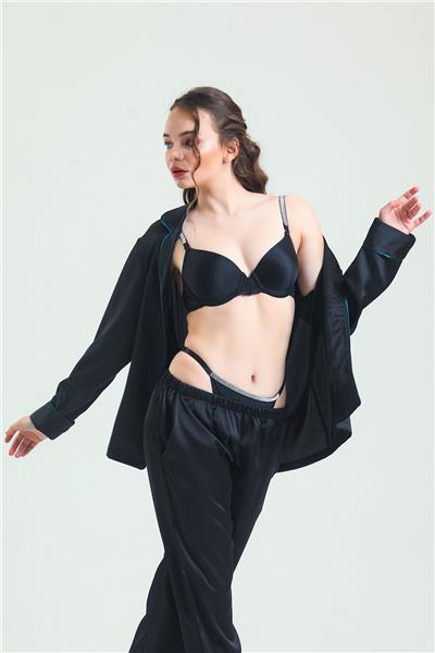 Magic Form 6389 Kadın Askısı Taşlı Dolgusuz Süngerli Dantelli Sütyen-Siyah