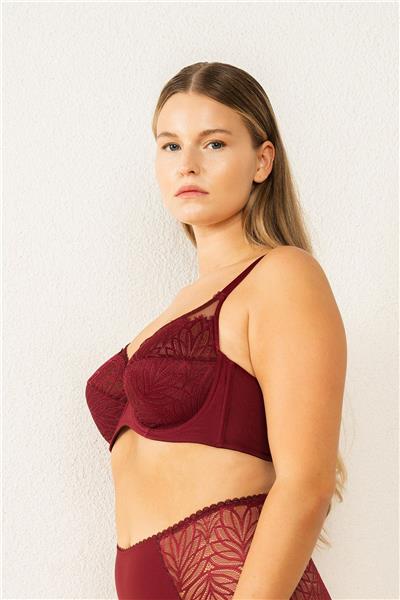 Magic Form 6485 Kadın Askısı Taşlı Dantelli Toparlayıcı Sütyen-Bordo