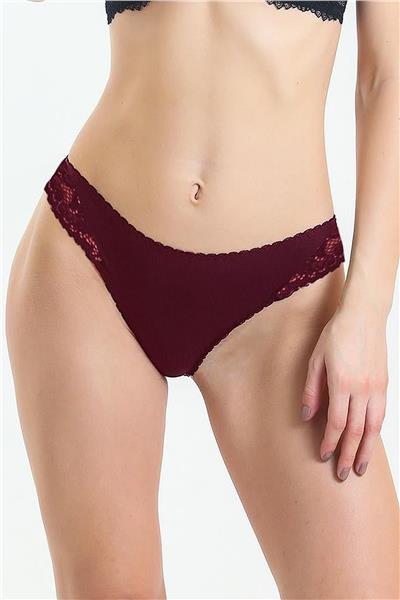 Magic Form 717 Kadın Önü Kumaş Arkası Dantel Külot-Bordo