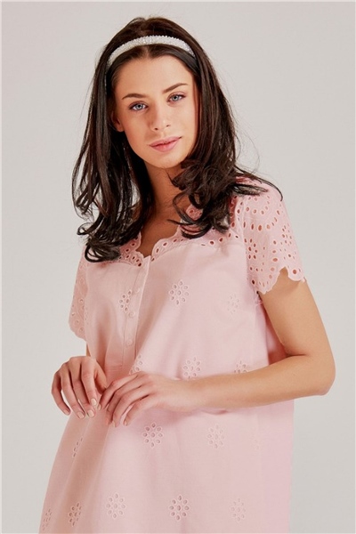 Magic Form 72108 Hamile Lohusa Kısa Kollu Gecelik-Pudra