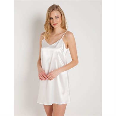 Magic Form 7270 Askılı Saten Gecelik - Ekru