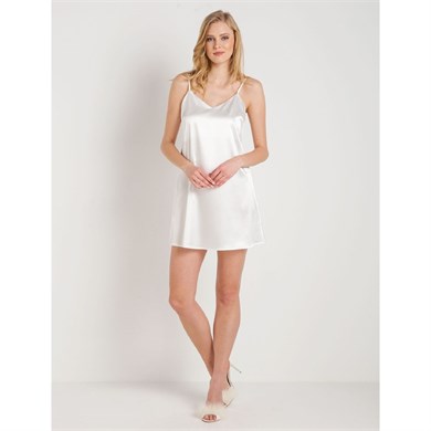 Magic Form 7270 Askılı Saten Gecelik - Ekru