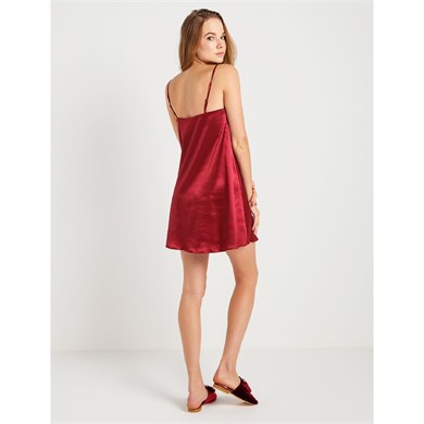 Magic Form 7270 Askılı Saten Gecelik - Bordo