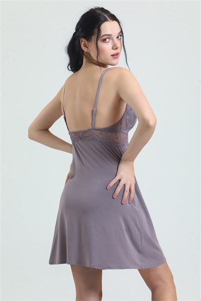 Magic Form 3778 Kadın Dantelli Modal İp Askılı Gecelik-Çinko