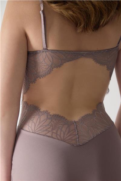 Magic Form 74124 Kadın Askılı Dantelli Jarse Uzun Gecelik-Çinko