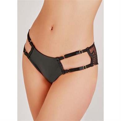 Magic Form 748 Deri Zigzag Dantelli Külot - Siyah