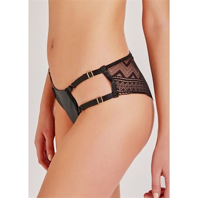 Magic Form 748 Deri Zigzag Dantelli Külot - Siyah