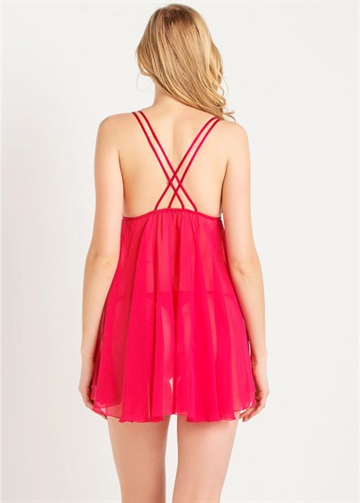 Magic Form 823 Arkası Uzun Önü Kısa Dantelli Süngerli Sütyenli Gecelik - Narçiçeği